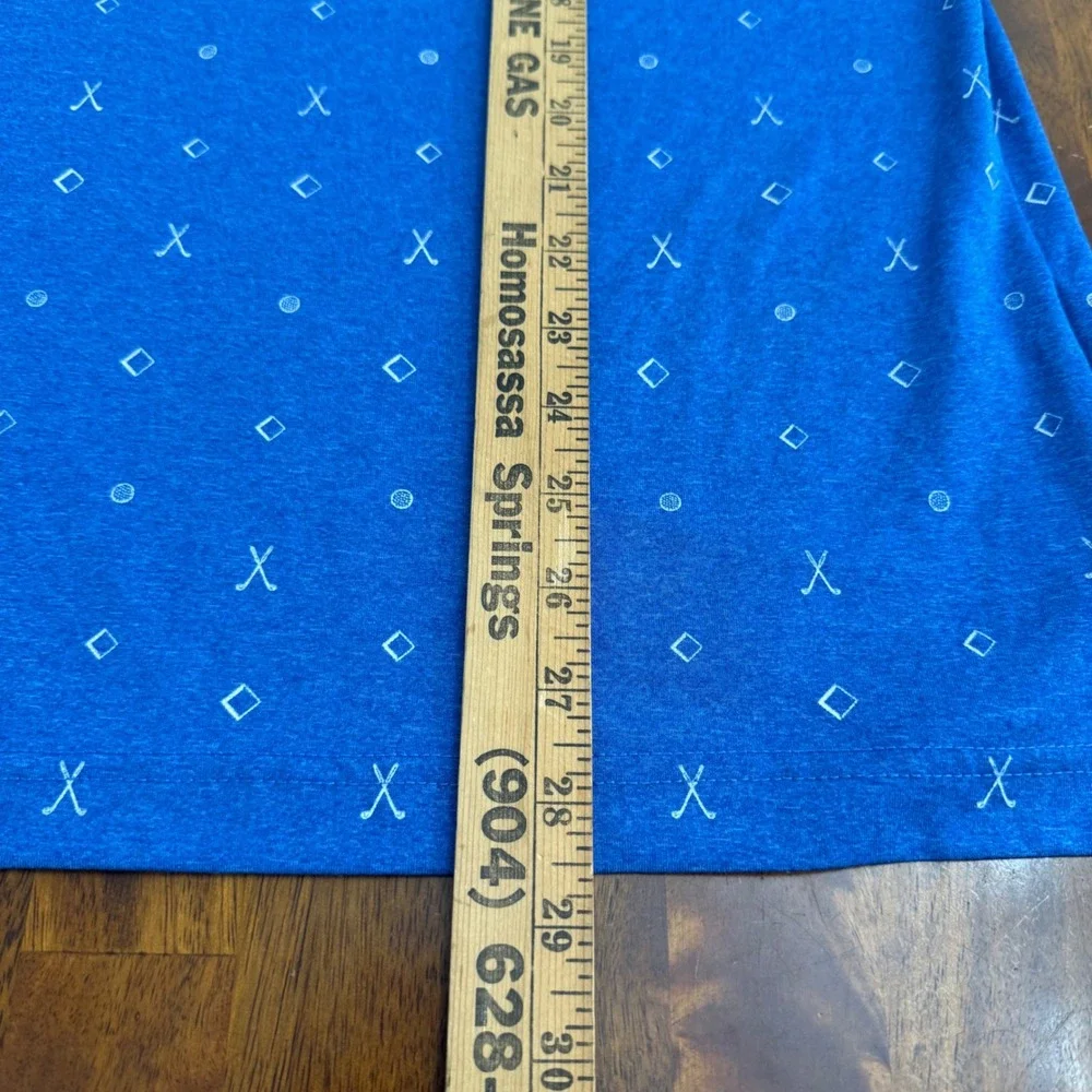 PGA Tour Mens XL Blue Heathered Golf Polo Shirt Short‎ Sleeve Geometric Print